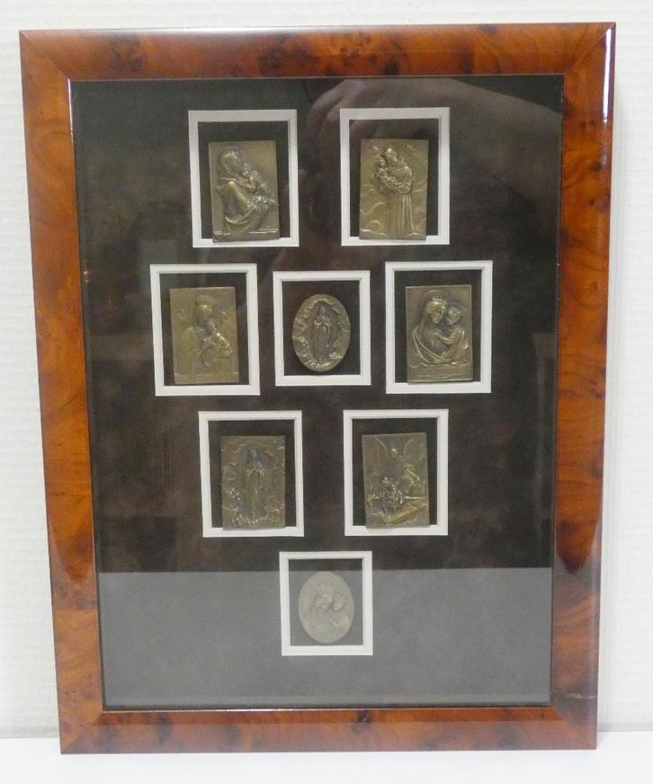 8x plaquette of reisicoontjes in lijst [1797], Antiek en Kunst, Antiek | Religie, Ophalen