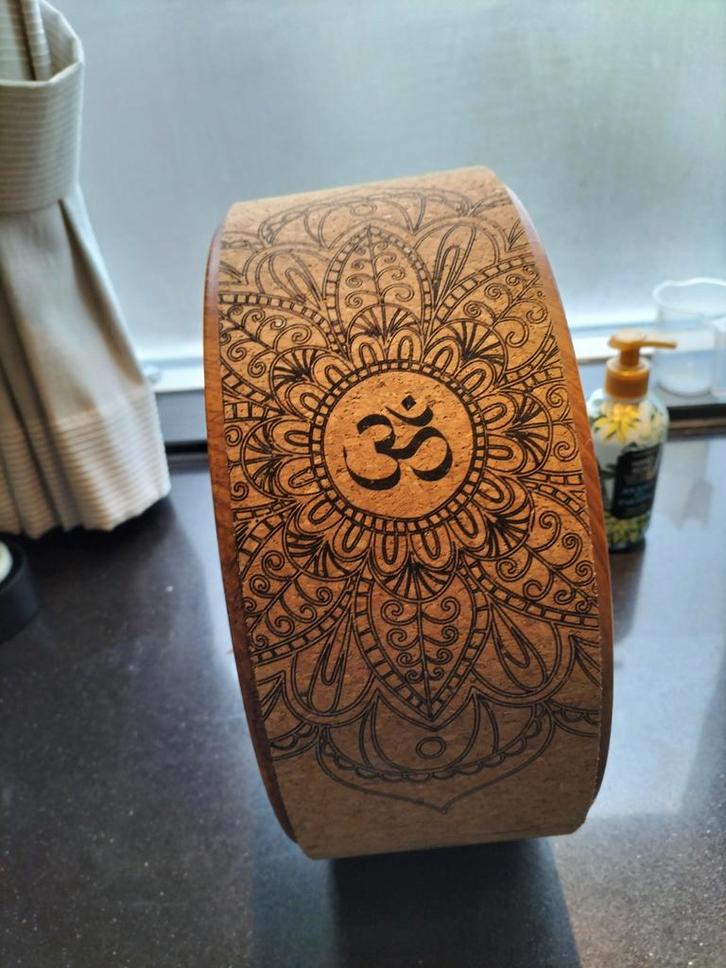 Houten Yoga Ring met Mandala Design - Meditatie Accessoire, Sport en Fitness, Yoga en Pilates, Ophalen of Verzenden