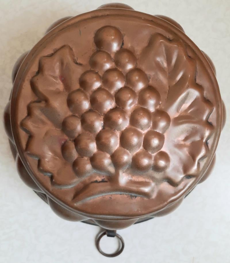 Antiek grote rood koperen cake/taartvorm druiven, Ophalen of Verzenden