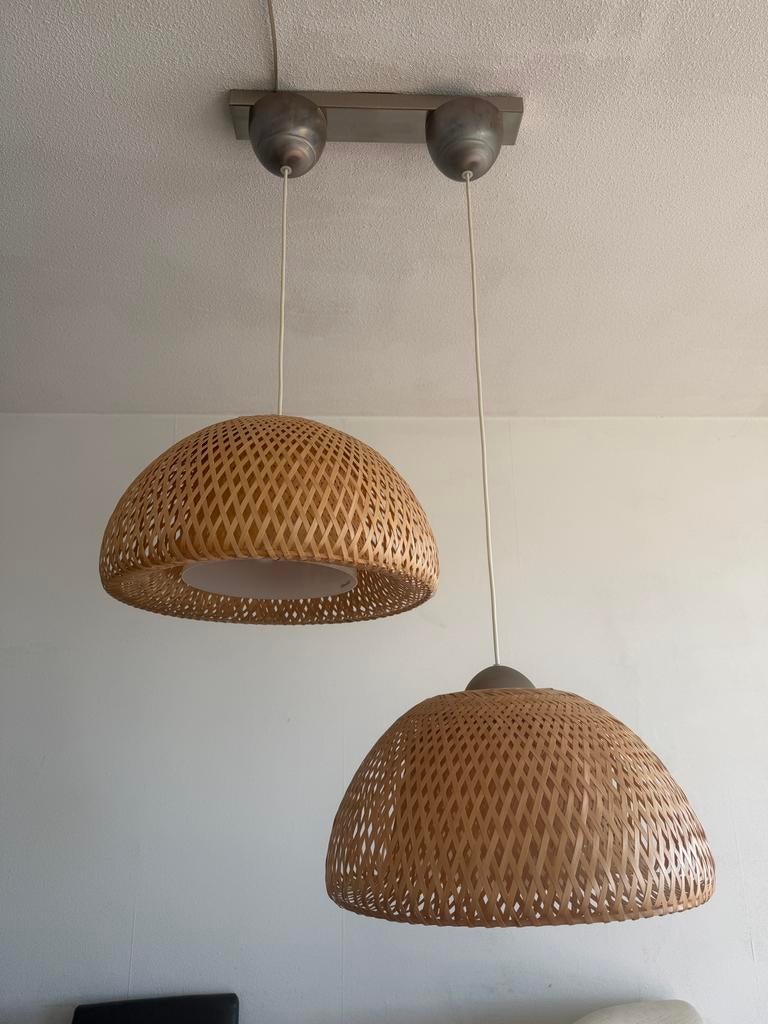 Rotan Plafondlampen - Set van 2, Huis en Inrichting, Ophalen, Gebruikt, Overige materialen, Minder dan 50 cm