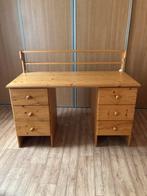 Massief houten bureau met lades - Vintage stijl, Huis en Inrichting, Ophalen, Gebruikt, Hout, Bruin