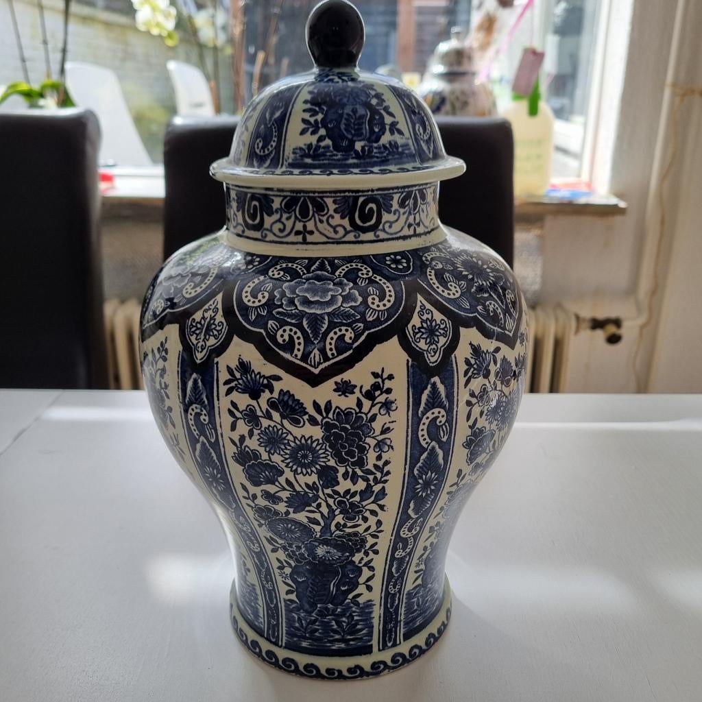 Delfts blauwe vaas met deksel, Antiek en Kunst, Ophalen
