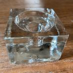 Vintage glazen glas vierkant kandelaar (7x7x4,7 cm) gaaf, Overige materialen, Ophalen of Verzenden, Zo goed als nieuw, Kandelaar