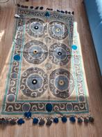 Vloerkleedje uit India met pompoms, Grijs, Indiaas, 100 tot 150 cm, Zo goed als nieuw