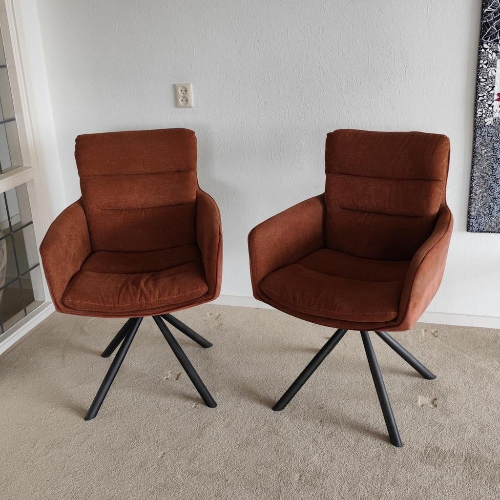 2 Draaibare Kuipstoeltjes met Terugdraaifunctie, Ophalen, Twee, Zo goed als nieuw, Stof