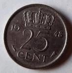 25 cent kwartje munt 1948 Koningin Wilhelmina, Ophalen of Verzenden, Koningin Wilhelmina, 25 cent