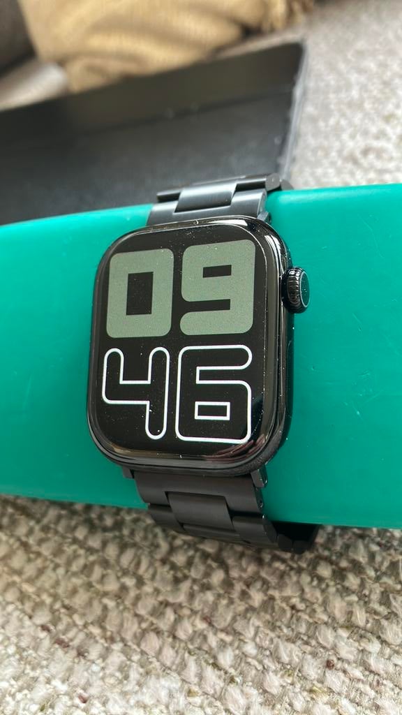 Apple Watch RVS bandje 24mm - Zwart, Sieraden, Tassen en Uiterlijk, Smartwatches, Ophalen of Verzenden, Zo goed als nieuw, Zwart