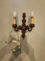 Prachtige hout met bronzen wandlamp., Ophalen of Verzenden, Zo goed als nieuw, Hout