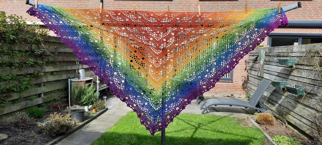 Gehaakte omslagdoek sjaal KATOEN, Kleding | Dames, Ophalen of Verzenden, Nieuw, Maat 46/48 (XL) of groter, Sjaal