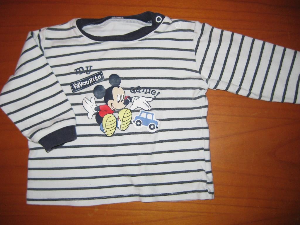 Gestreepd shirt, 80, Mickey Mouse, Kinderen en Baby's, Babykleding | Maat 80, Ophalen of Verzenden, Zo goed als nieuw, Jongetje of Meisje
