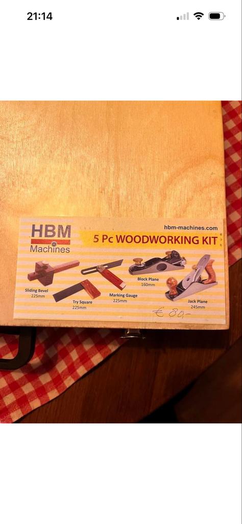 HBM 5-delige Houtbewerkingsset in Houten Kist, Doe-het-zelf en Verbouw, Gereedschap | Handgereedschap, Ophalen of Verzenden, Nieuw