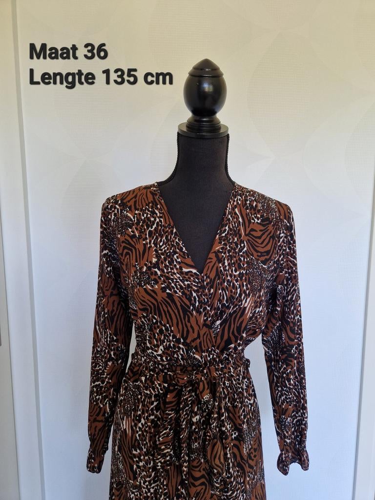 Jurk dierenprint bruin camel panter zebra fos amsterdam 36 S, Kleding | Dames, Jurken, Bruin, Ophalen of Verzenden, Zo goed als nieuw