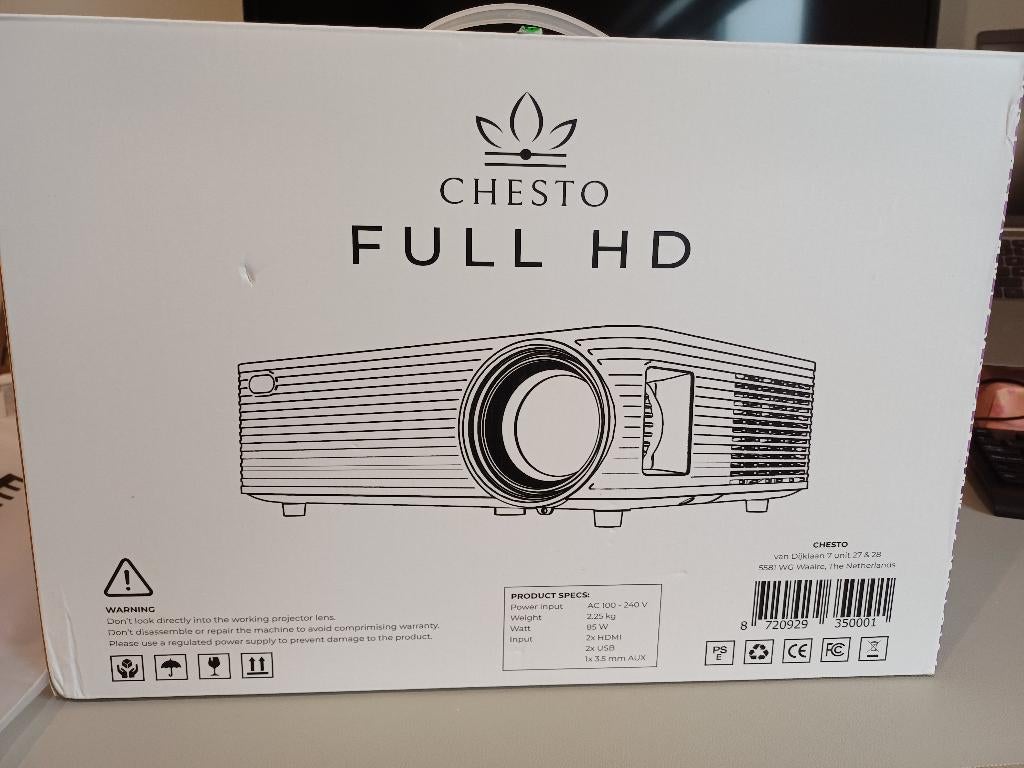 Led projector chesto, nieuw, full hd incl opvouwbaar scherm, Audio, Tv en Foto, Beamers, Ophalen, CHESTO, LED, Nieuw