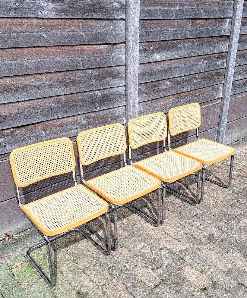 Set van 4 Vintage Cesca Stoelen, Made in Italy, Ophalen, Gebruikt, Overige kleuren, Metaal