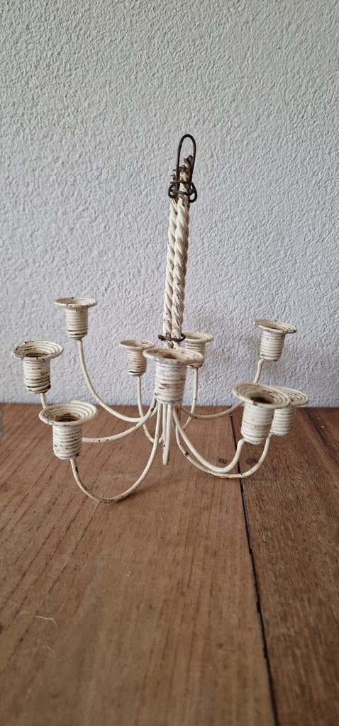 Schattig mini metalen kroonluchtertje., Antiek en Kunst, Ophalen of Verzenden