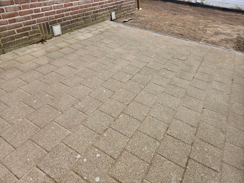 Betontegels/klinkers vierkant 20x20x6 cm, ca 10m², Tuin en Terras, Tegels en Klinkers, Ophalen, Gebruikt, Klinkers, 10 m² of meer