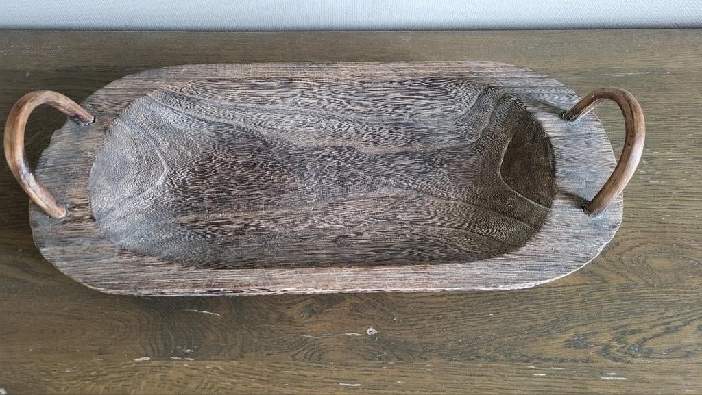 Stoer houten dienblad 47x22 cm in perfecte staat, Ophalen of Verzenden, Zo goed als nieuw, Rechthoekig, Hout