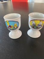 2 Paaseierdopjes met kuikens en konijntjes, Gebruikt, Keramiek, Overige typen, Ophalen of Verzenden