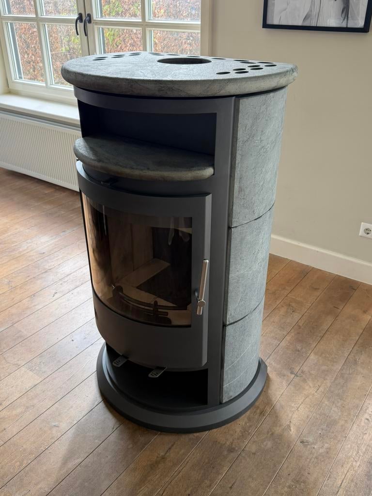 Drooff Varese 2 HF 7kW Speksteenkachel Houtkachel Vrijstaand, Houtkachel, Ophalen of Verzenden, Zo goed als nieuw, Vrijstaand