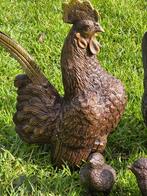 HAAN EN HEN MET 2 KUIKENS / BRONS  / TUINBEELD/ SETPRIJS, Dierenbeeld, Nieuw, Info@huisentuindecoratiemarie.nl, Huis en tuin decoratie marie