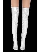 Vinyl Over-de Knielaarzen zonder platform, 11 cm hak., Ophalen of Verzenden, Nieuw, Wit, Hoge laarzen