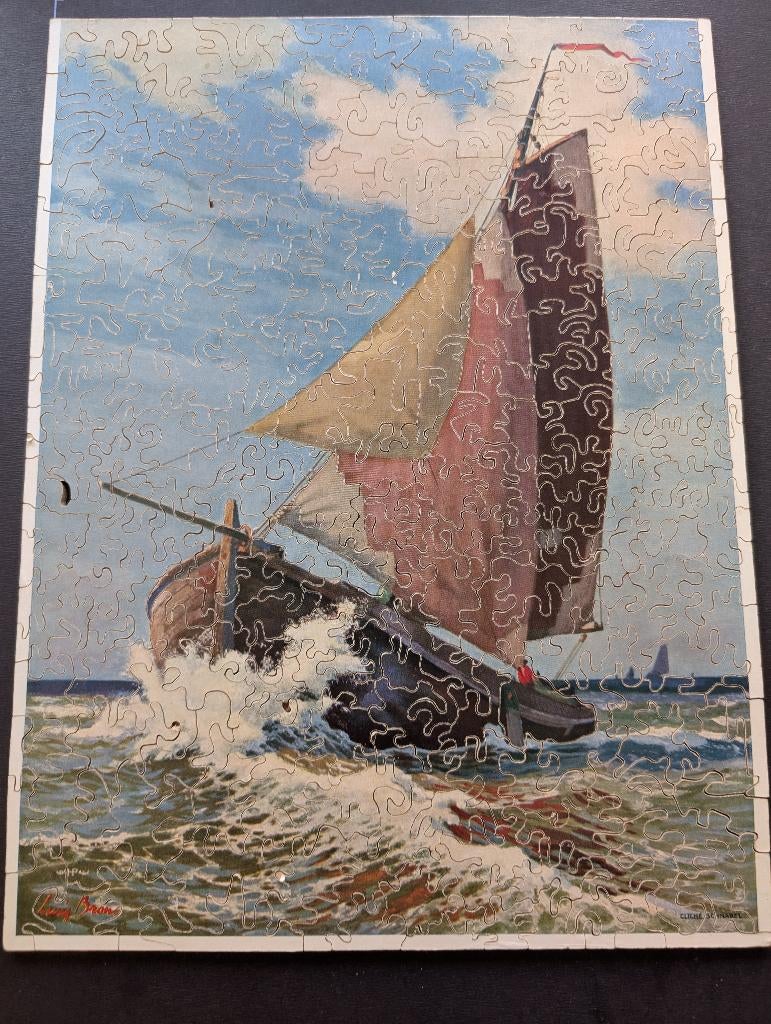oude houten legpuzzel ( stevige bries ), Hobby en Vrije tijd, Ophalen of Verzenden, Minder dan 500 stukjes, Gebruikt, Legpuzzel