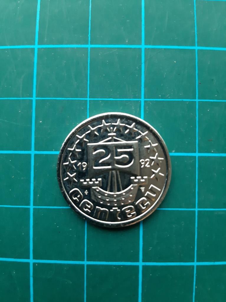 penning De Nederlanden 25 Centecu 1992, Ophalen of Verzenden, Overige materialen, Nederland