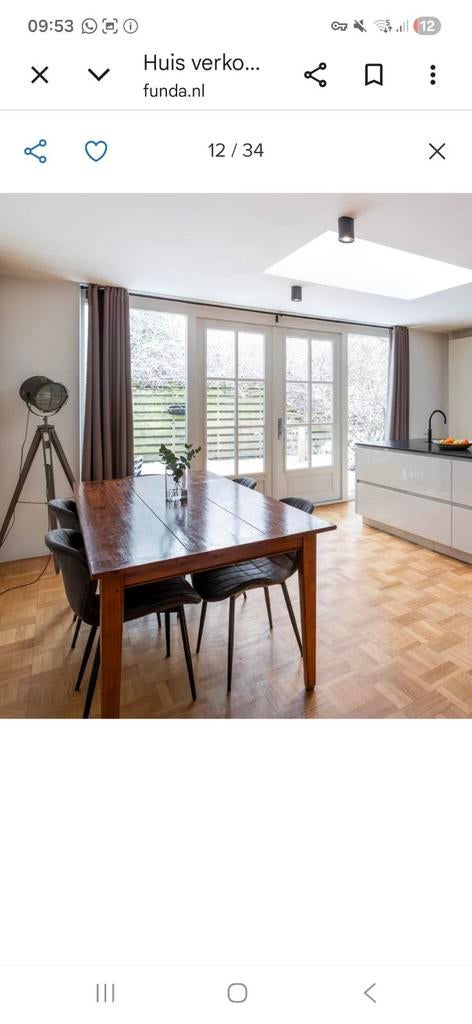 Houten eettafel + 5 stoelen