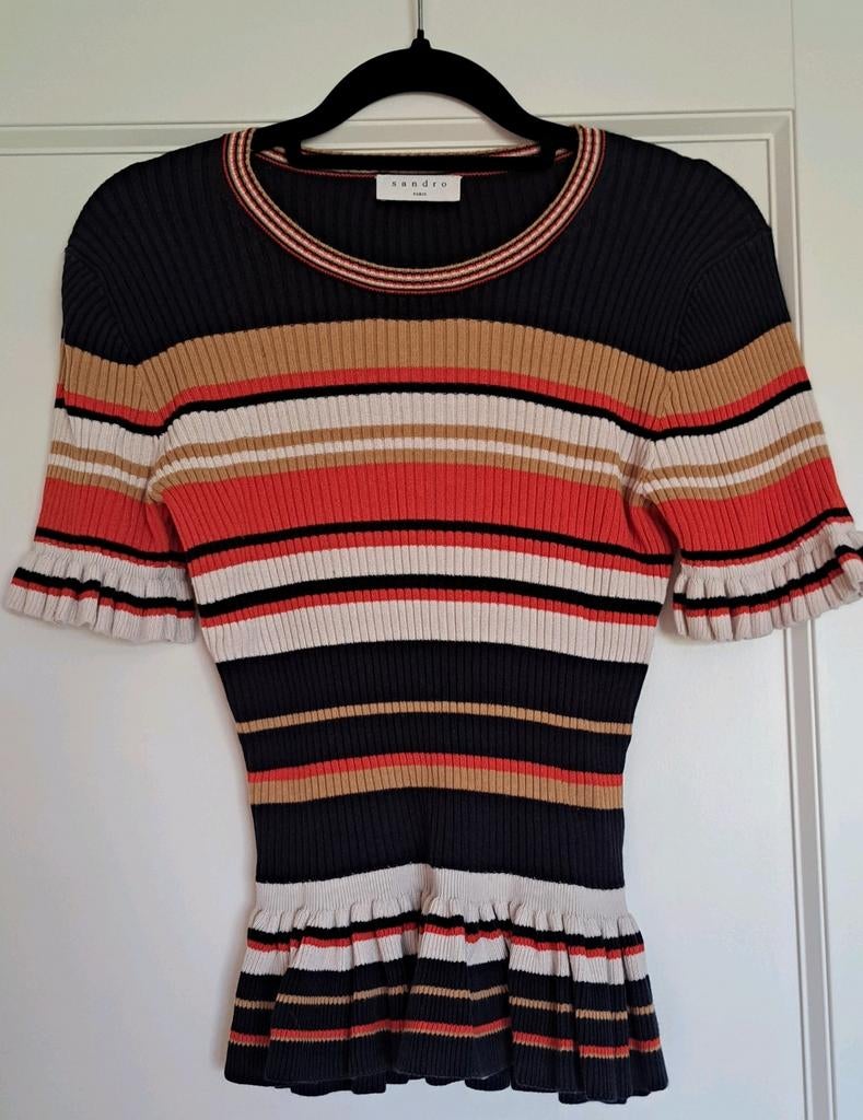Gestreepte top Sandro Paris maat S, Sandro, Ophalen of Verzenden, Zo goed als nieuw, Korte mouw