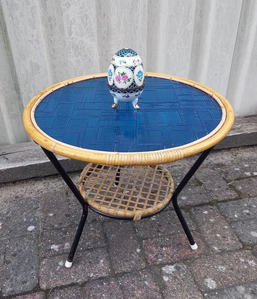 Vintage, rotan (bijzet)tafel, Rohé/TRIO Noordwolde, jaren 60, Ophalen