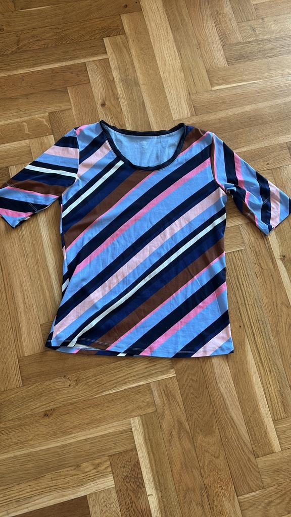 Marccain streep shirt roze blauw 40, Kleding | Dames, Tops, Maat 38/40 (M), Blauw, Ophalen of Verzenden, Zo goed als nieuw