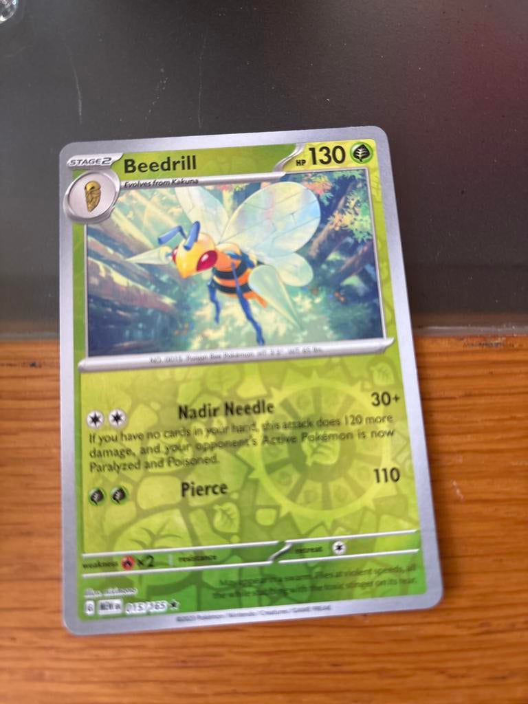 Pokémon Kaart Beedrill 015/165 - Stage 2 HP 130, Ophalen of Verzenden, Gebruikt, Losse kaart