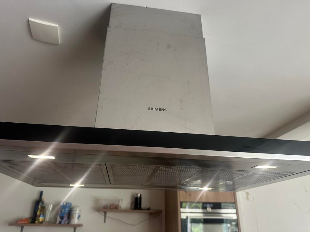 Siemens LF98BIP50 Eiland Afzuigkap - RVS, Ophalen, Gebruikt, 400 tot 600 m³ per uur, Eilandschouwkap