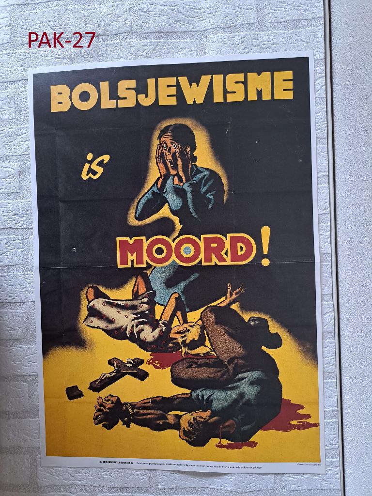 Pak-27 Bolsjewisme (40x58cm) + 4 kranten, Verzamelen, Militaria | Tweede Wereldoorlog, Ophalen of Verzenden, Overige soorten, Nederland