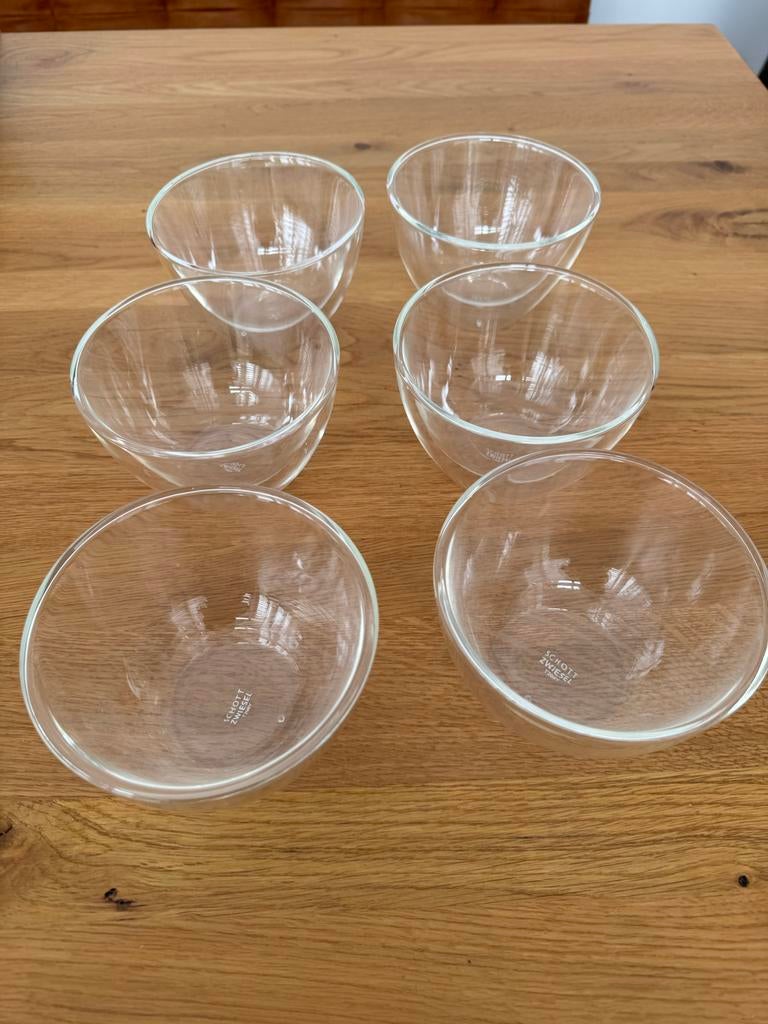 Schott Zwiesel 6x dubbelglas kommen - Zo goed als nieuw, Schaal, Rond, Ophalen of Verzenden, Glas