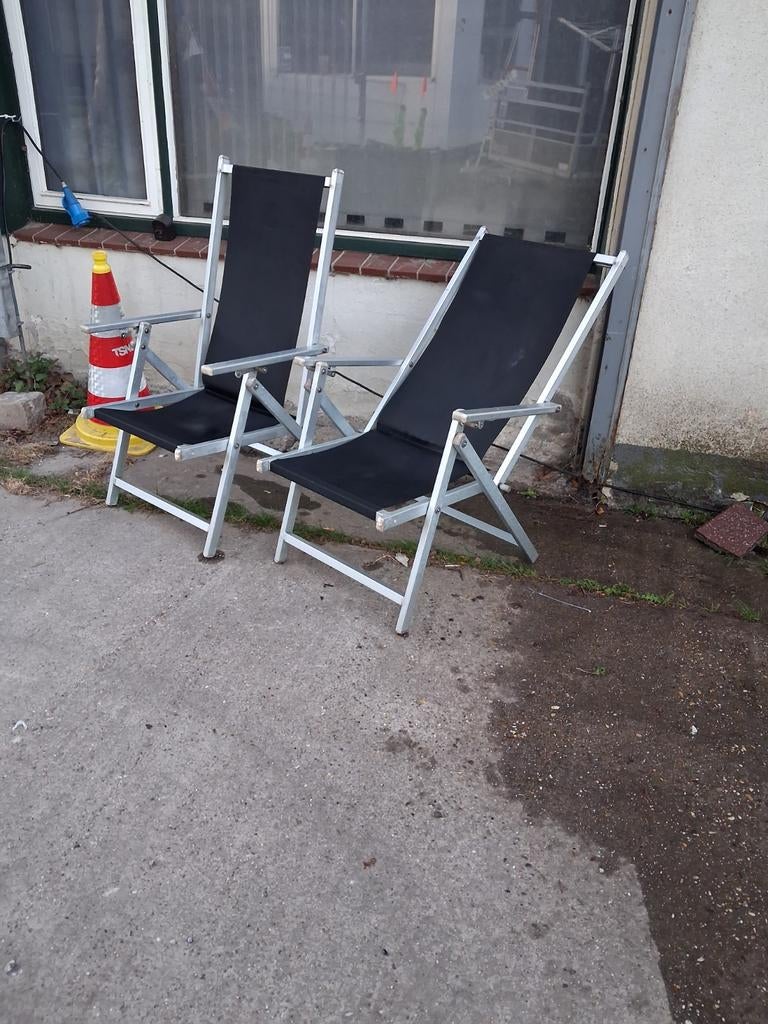 Verstelbare Klapstoelen - Aluminium & Textiel, Ophalen, Gebruikt, Aluminium, Verstelbaar