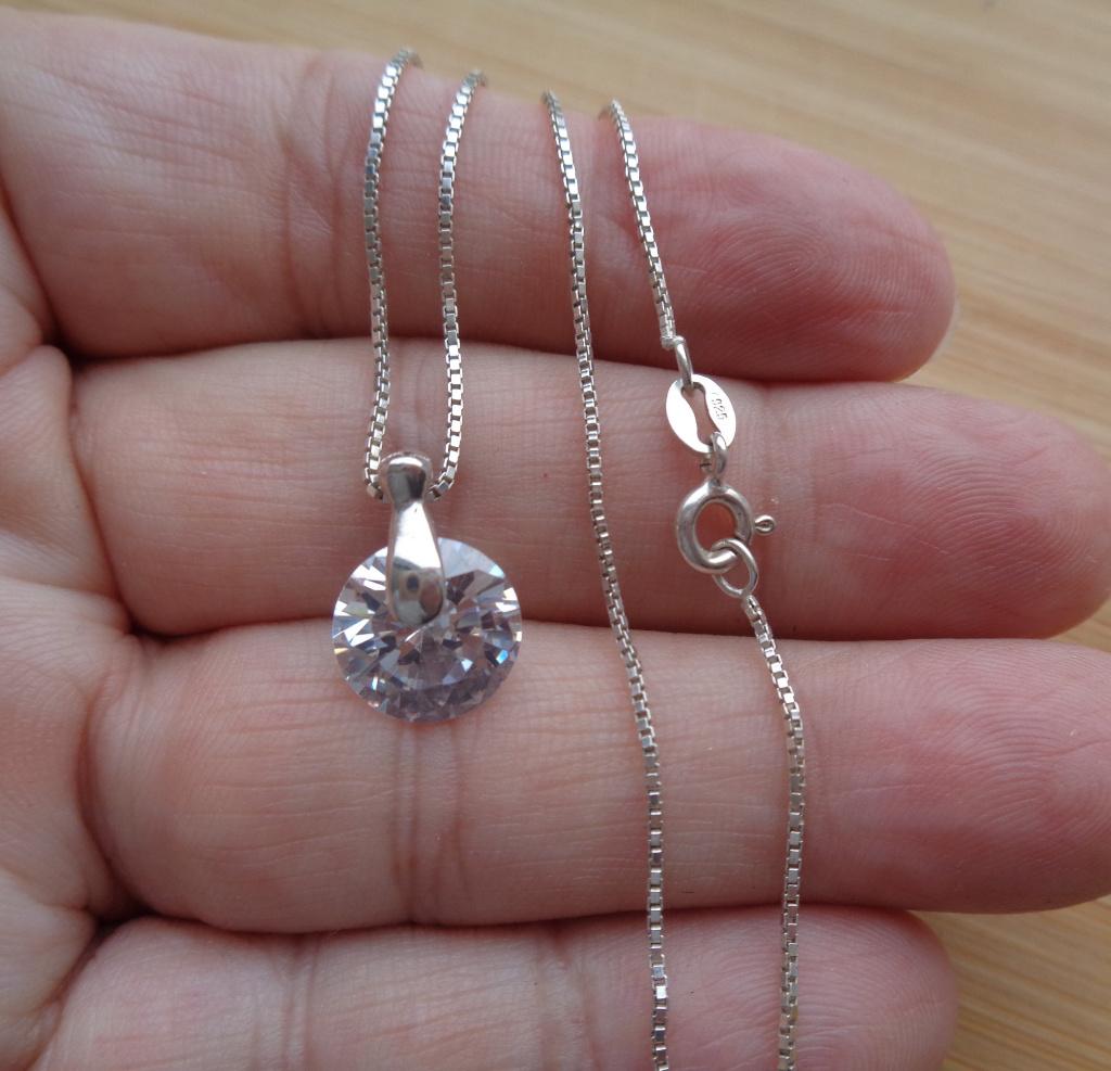 zilveren ketting met mooie kristal hanger [562], Verzenden, Zo goed als nieuw, Met kristal, Zilver