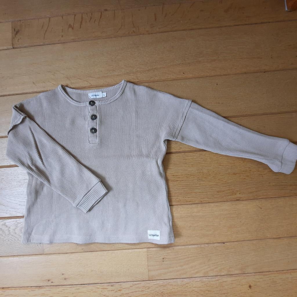 Lil' Atelier trui t- shirt beige wafel maat 116, Meisje, Trui of Vest, Ophalen of Verzenden, Lil Atelier