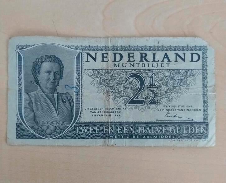 Bankbiljet Juliana 2,5 Gulden 1949, Ophalen of Verzenden