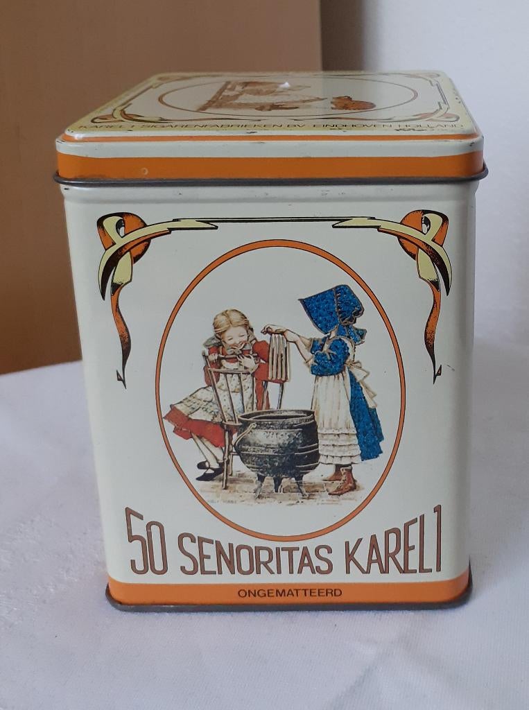 Sigarenblik Senoritas Karel 1 met Sarah Kay afbeeldingen, Ophalen of Verzenden, Gebruikt, Verpakking