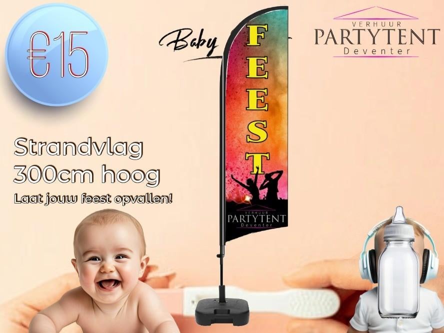 Strandvlag Feest huren voor babyshower, Hobby en Vrije tijd, Feestartikelen | Verhuur, Ophalen, Nieuw, Overige