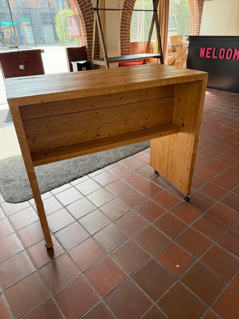 Houten Ontvangstbalie op Wielen - Compact & Mobiel, Ophalen, Gebruikt, Rechthoekig, Hout