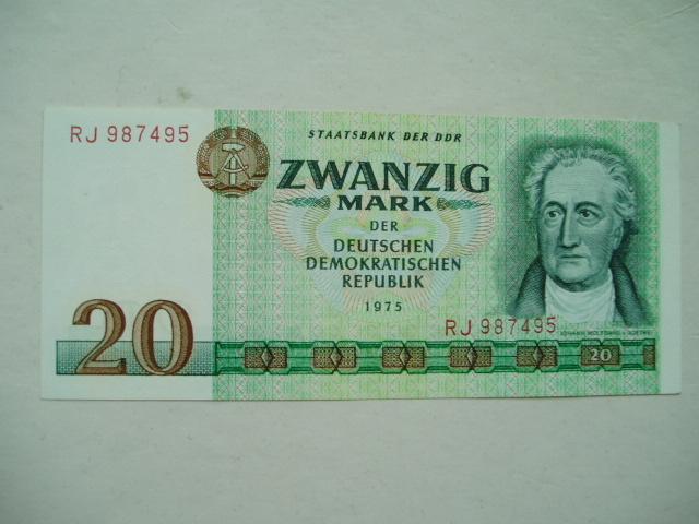 1167. DDR, 20 mark 1975 UNC Johann Wolfgang von Goethe., Postzegels en Munten, Bankbiljetten | Europa | Niet-Eurobiljetten, Verzenden
