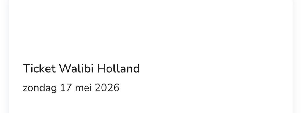 2 Kaarten walibi 17 mei, Twee personen, Ticket of Toegangskaart