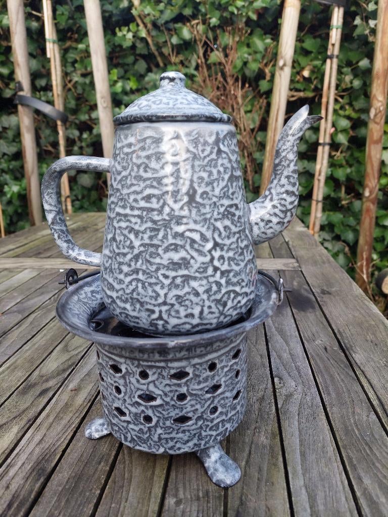 Emaille theelicht en koffiepot in nieuwstaat, nooit gebruikt, Ophalen of Verzenden