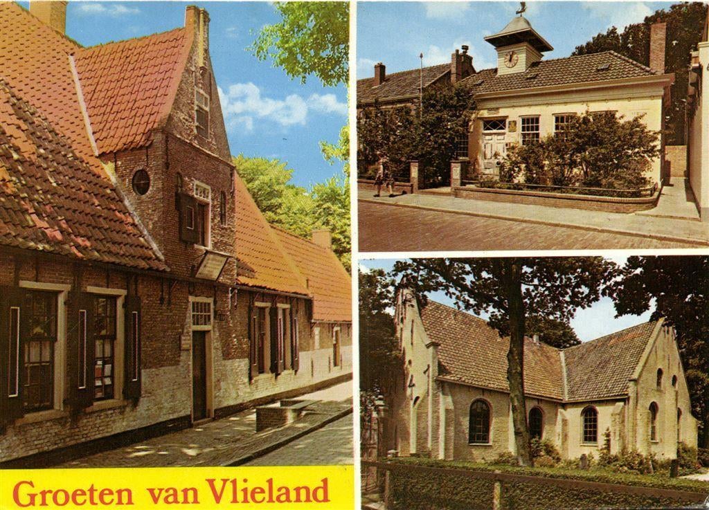 Groeten van Vlieland - 3 afb o.a. Diakonie - 1980 gelopen, Verzamelen, Ansichtkaarten | Nederland, Ophalen of Verzenden, Voor 1920