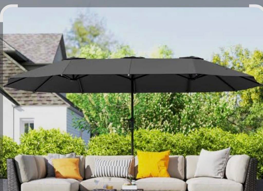 Dubbele parasol, Tuin en Terras, Parasols, Ophalen, Gebruikt, Waterdicht