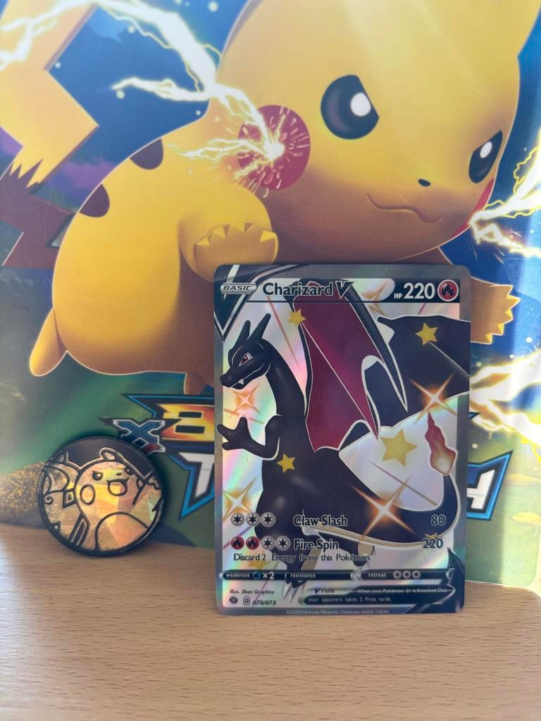 Pokémon Kaart Charizard V, Ophalen of Verzenden, Gebruikt, Losse kaart, Foil