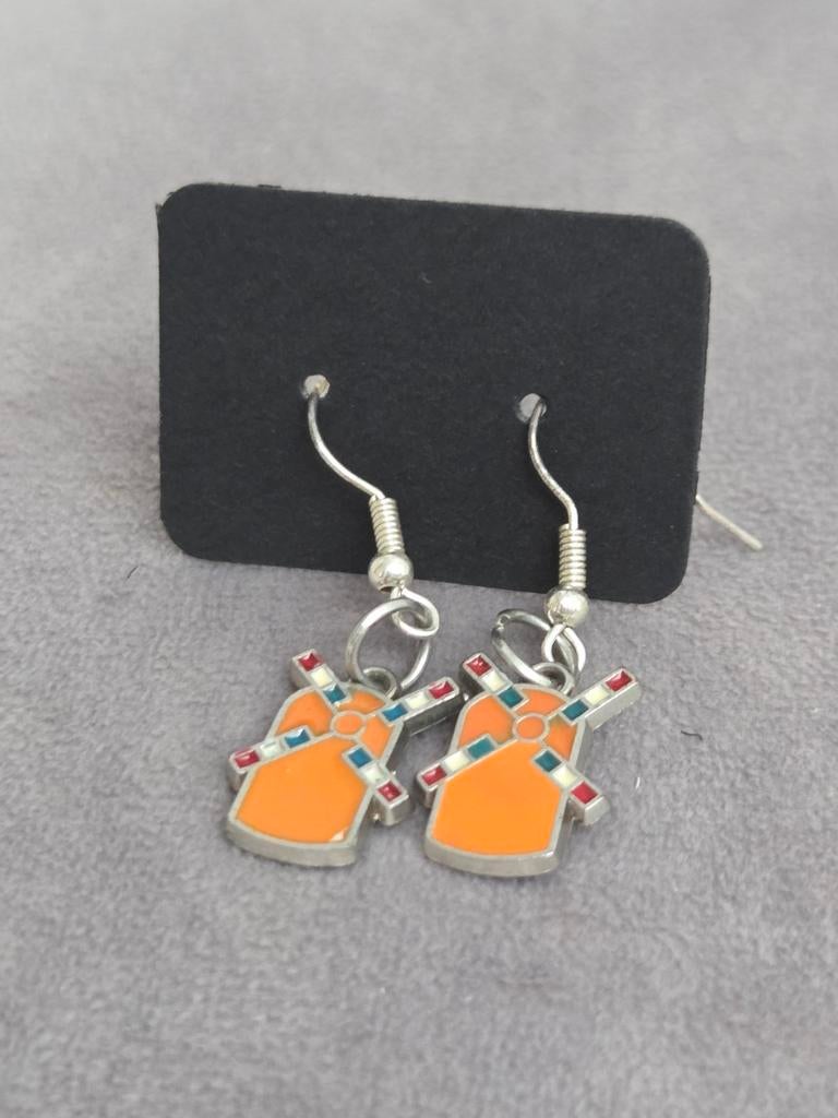 Zelfgemaakte oorbellen molentjes Koningsdag/Bevrijdingsdag, Sieraden, Tassen en Uiterlijk, Oorbellen, Ophalen, Overige materialen