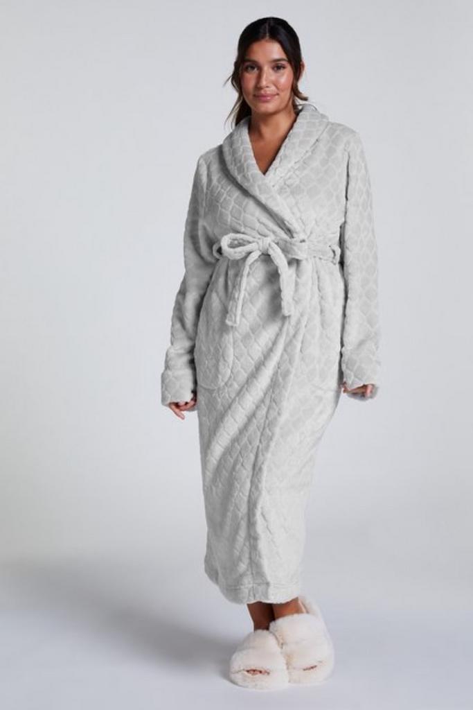 Badjas grijs Hunkemöller maat XS/S - in zeer goede staat, Ophalen of Verzenden, Zo goed als nieuw, Maat 34 (XS) of kleiner